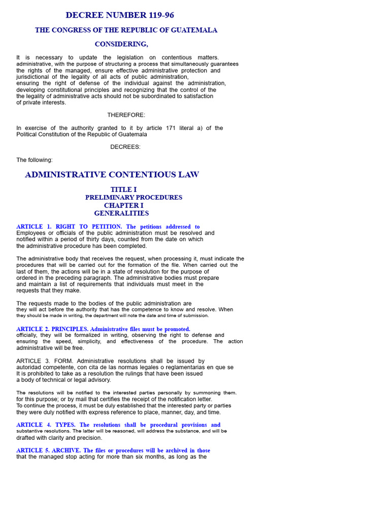 Administrative Contentious Law Overview | PDF | Lawsuit | Decree