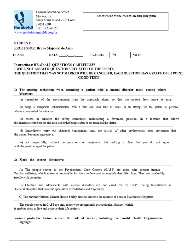 Mental Health Assessment Guidelines | PDF | Mental Health | Mental Disorder
