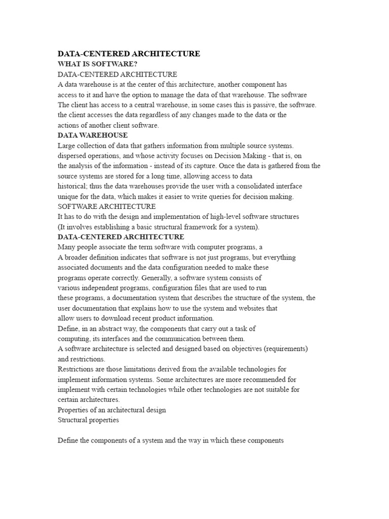 Data-Centered Software Architecture Overview | PDF | Software ...
