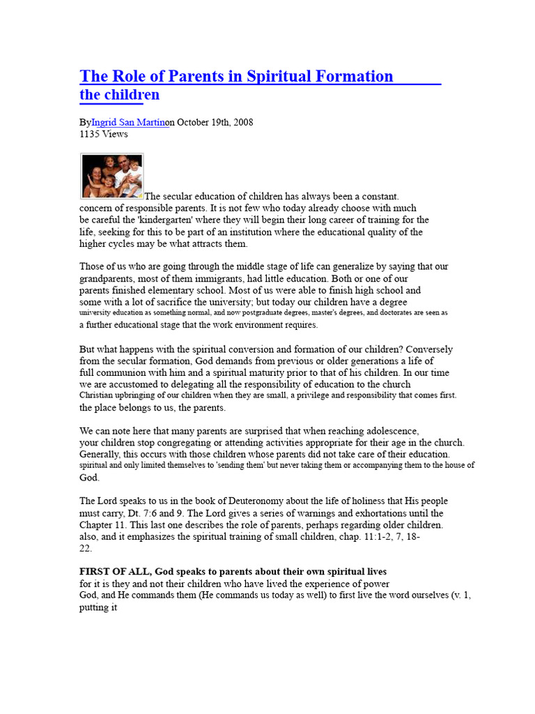 The Role of Parents in The Spiritual Formation of Children | PDF | God ...