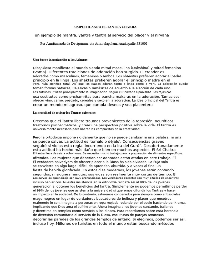Simplificando El Puja Del Sri Chakra | PDF | Tantra | Religiones indias