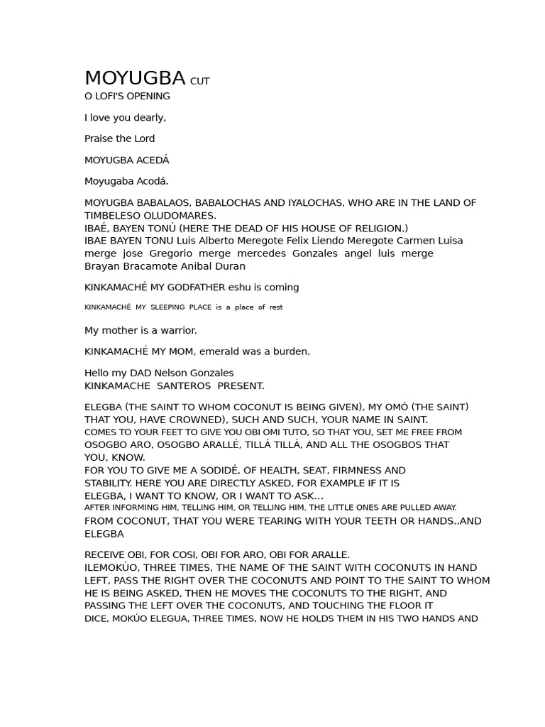 Moyugba Rituals and Prayers Guide | PDF