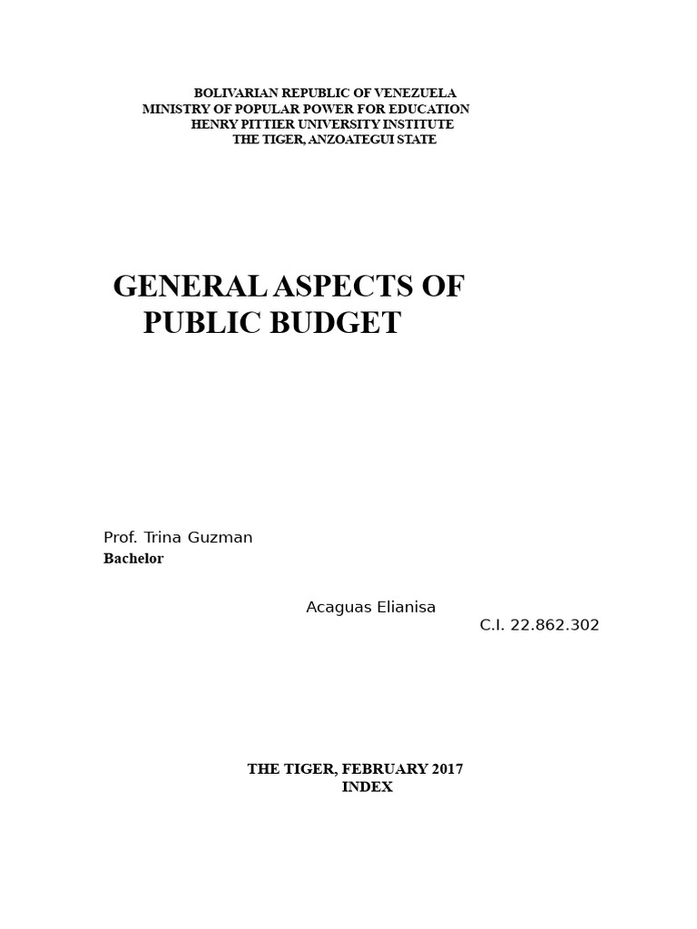General Aspects of The Public Budget | PDF | Budget | Government Budget ...