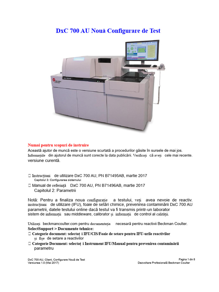 Configurația Nouă de Test DXC 700 AU | PDF