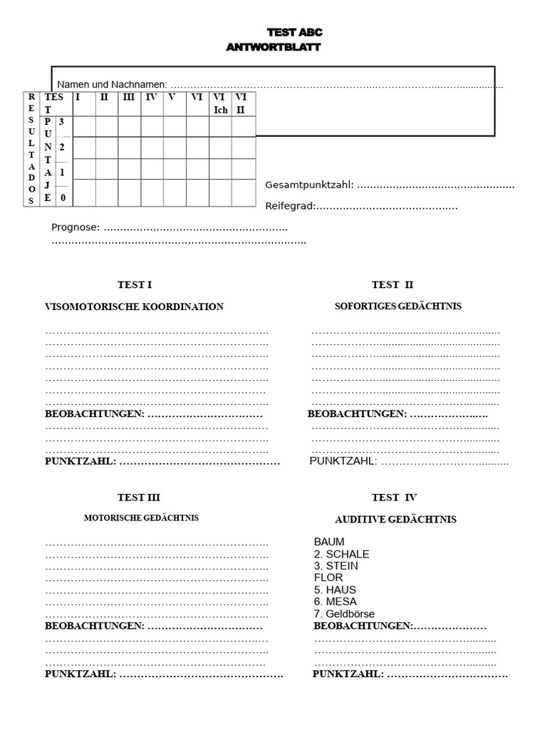 Test ABC - Antwortblatt | PDF