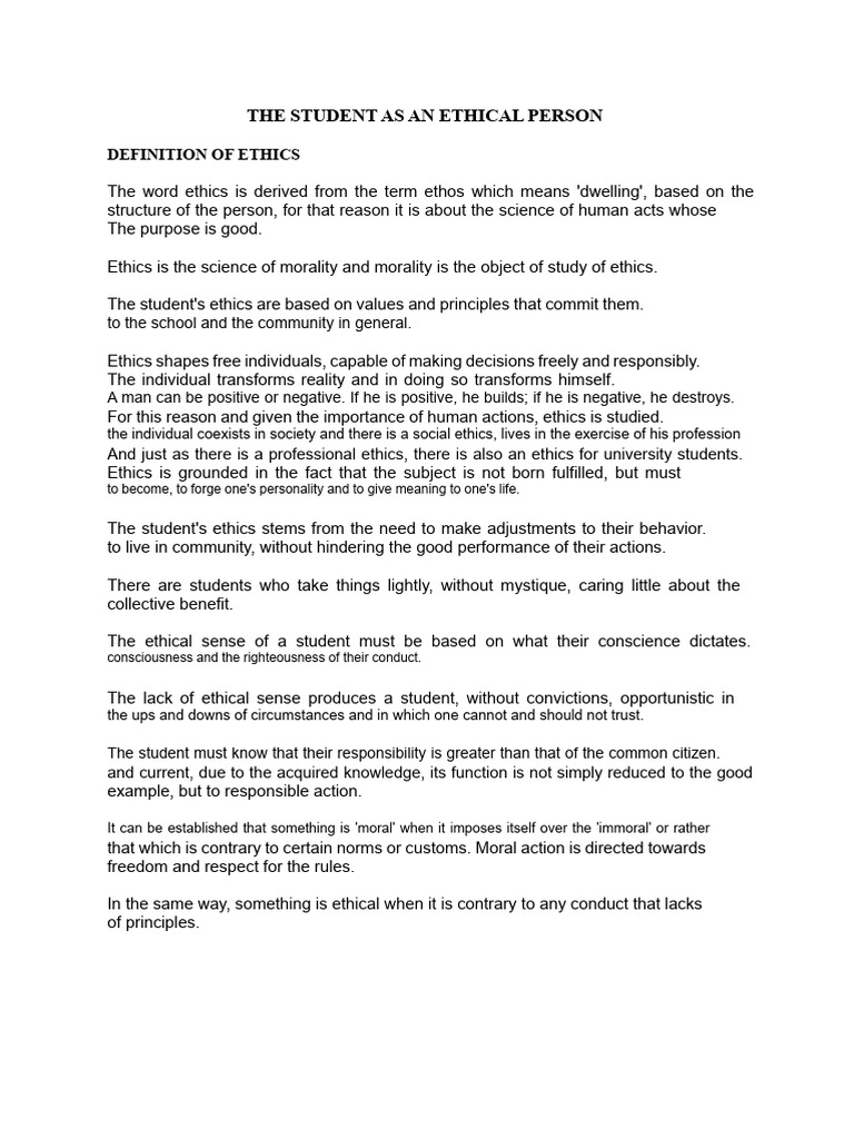 Ethics in Student Development Guide | PDF | Morality | Social Psychology