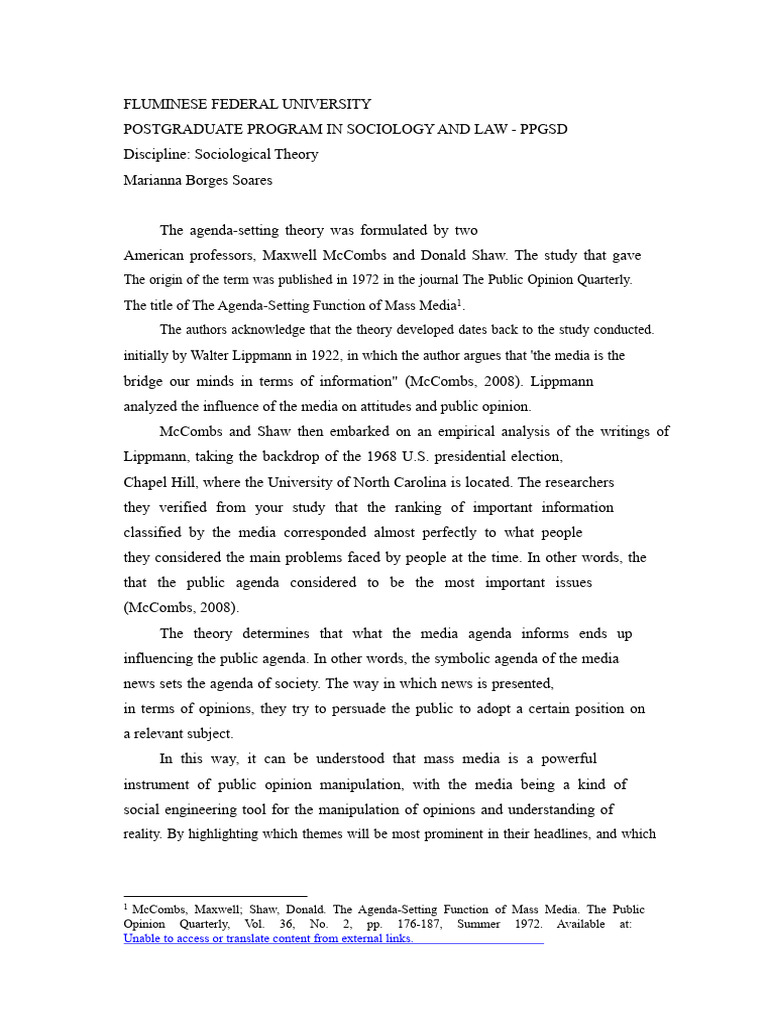 Understanding Agenda-Setting Theory | PDF | Communication | Human ...