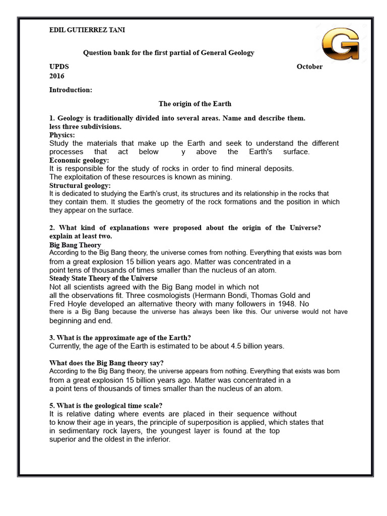 General Geology Question Bank | PDF | Earth | Seismology