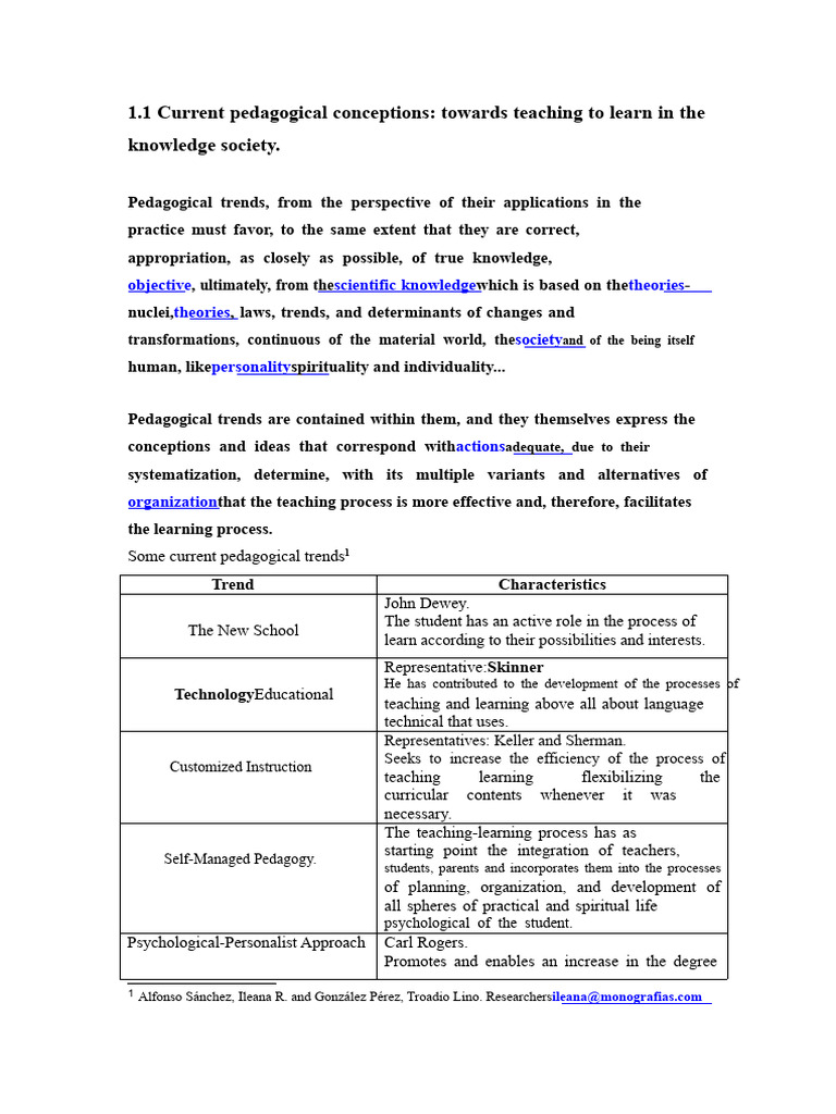 1.1 Current Pedagogical Conceptions | PDF | Pedagogy | Learning