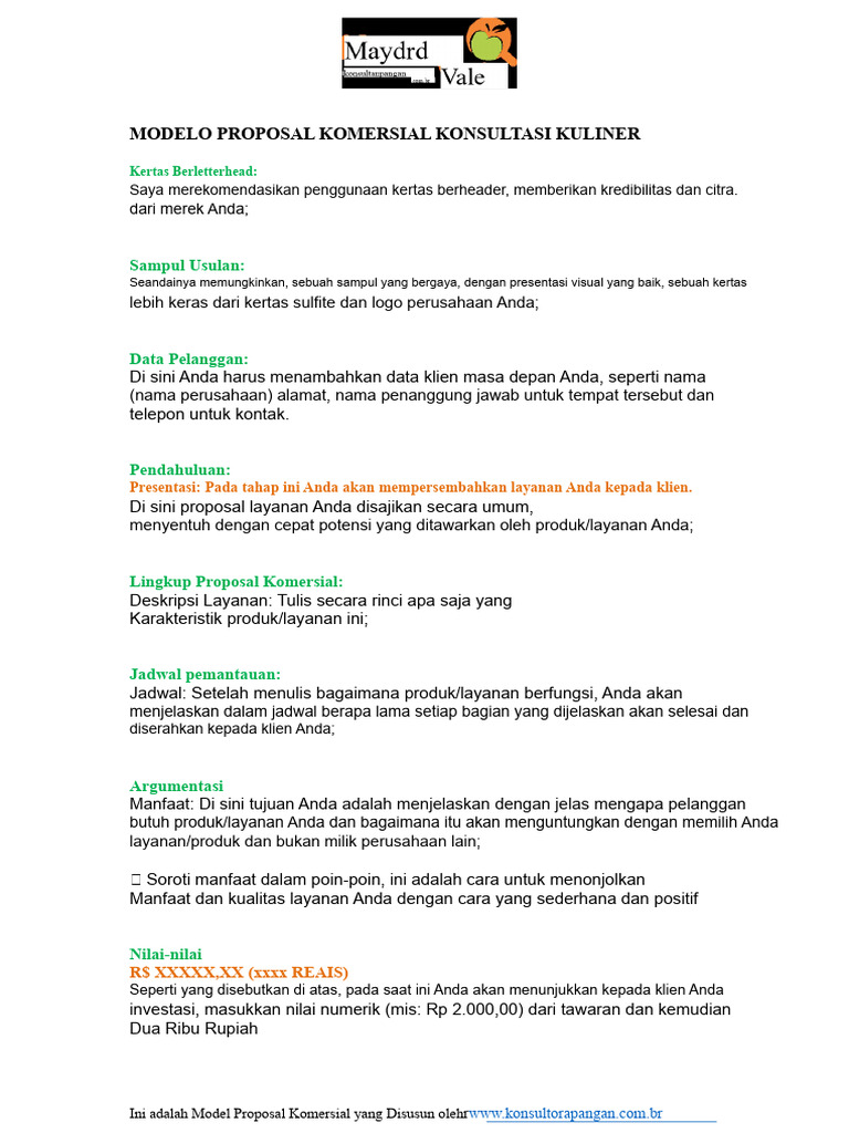 Proposal Komersial Konsultasi Kuliner | PDF
