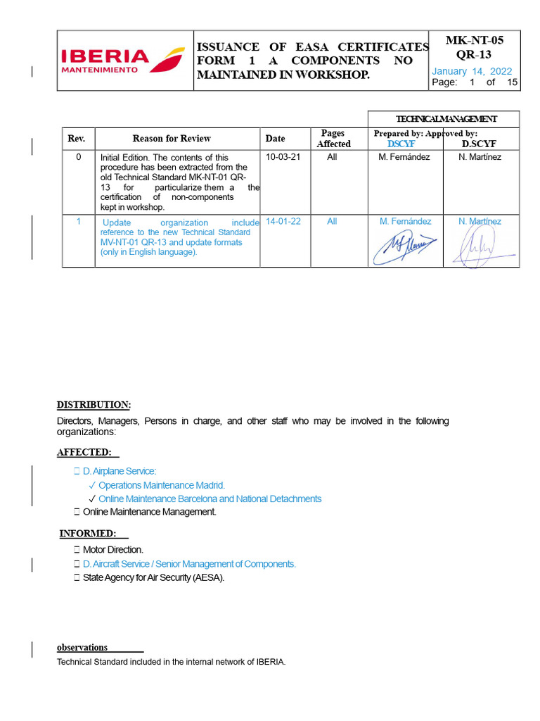 EASA Form 1 Certificate Issuance Guide | PDF | Aviation