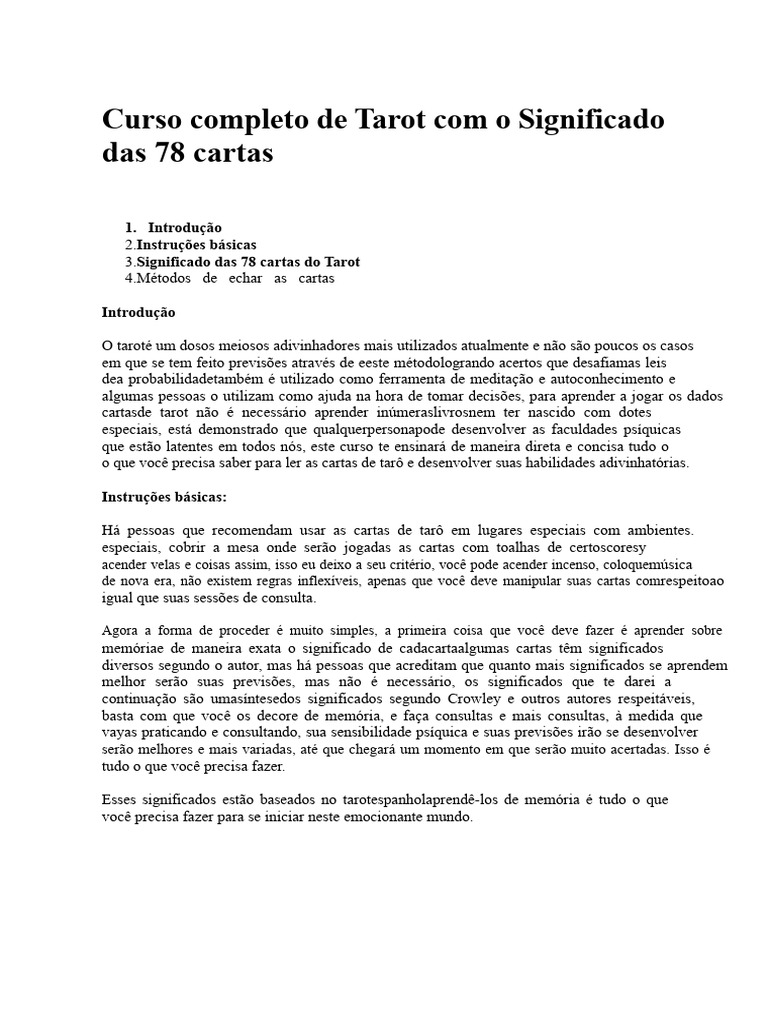 Curso Completo de Tarot: Significados das Cartas | PDF | Tarô | Amor