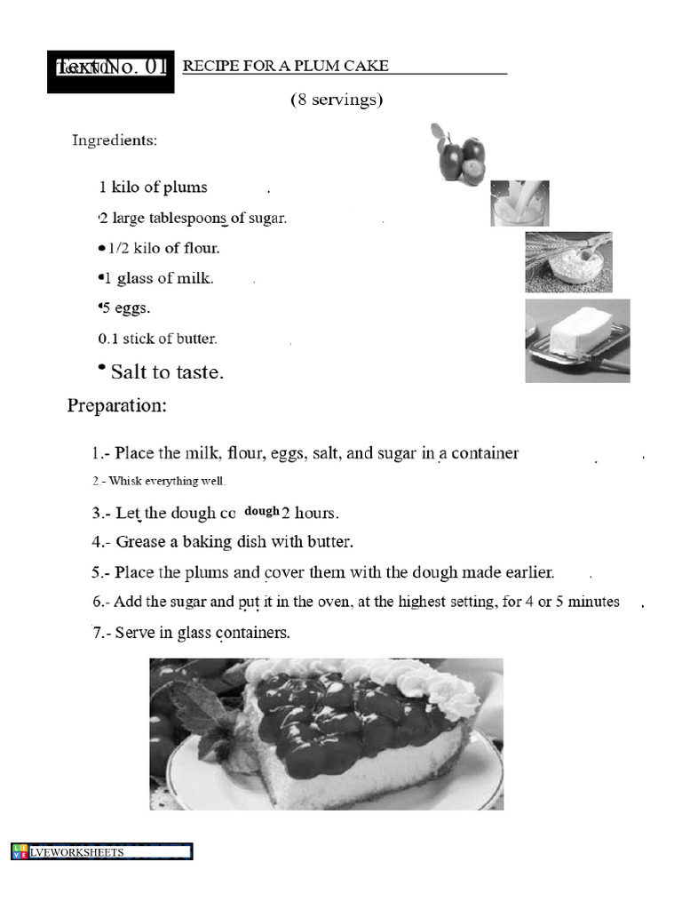 Instructional Text 5ºRECIPE | PDF | Cakes | Foods