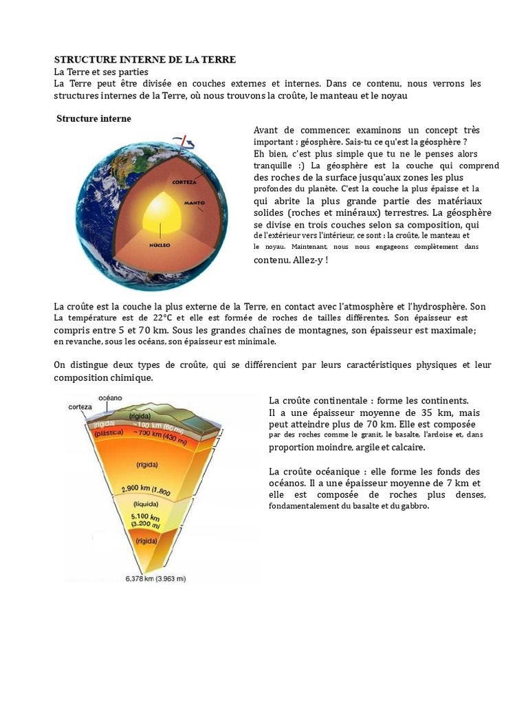 Structure interne de la Terre expliquée | PDF | Croûte terrestre | Terre
