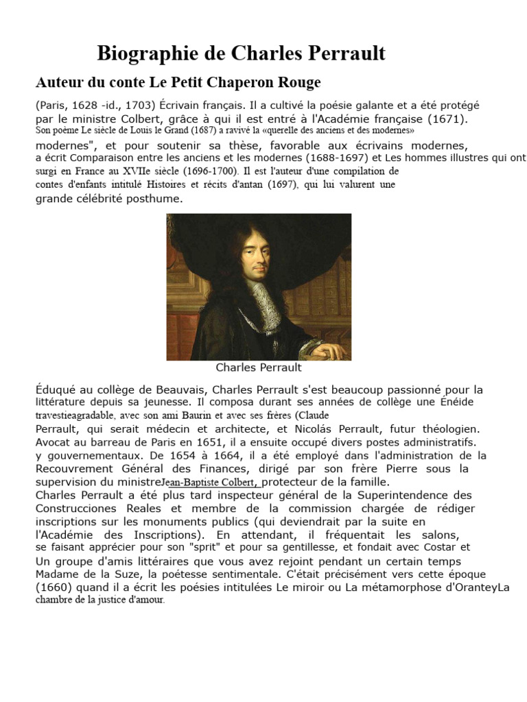 Biographie de Charles Perrault | PDF | Charles Perrault