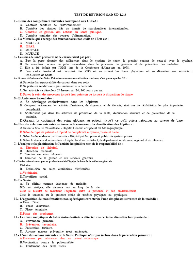 Test de révision OAD sur la santé | PDF | Hôpital | Allaitement