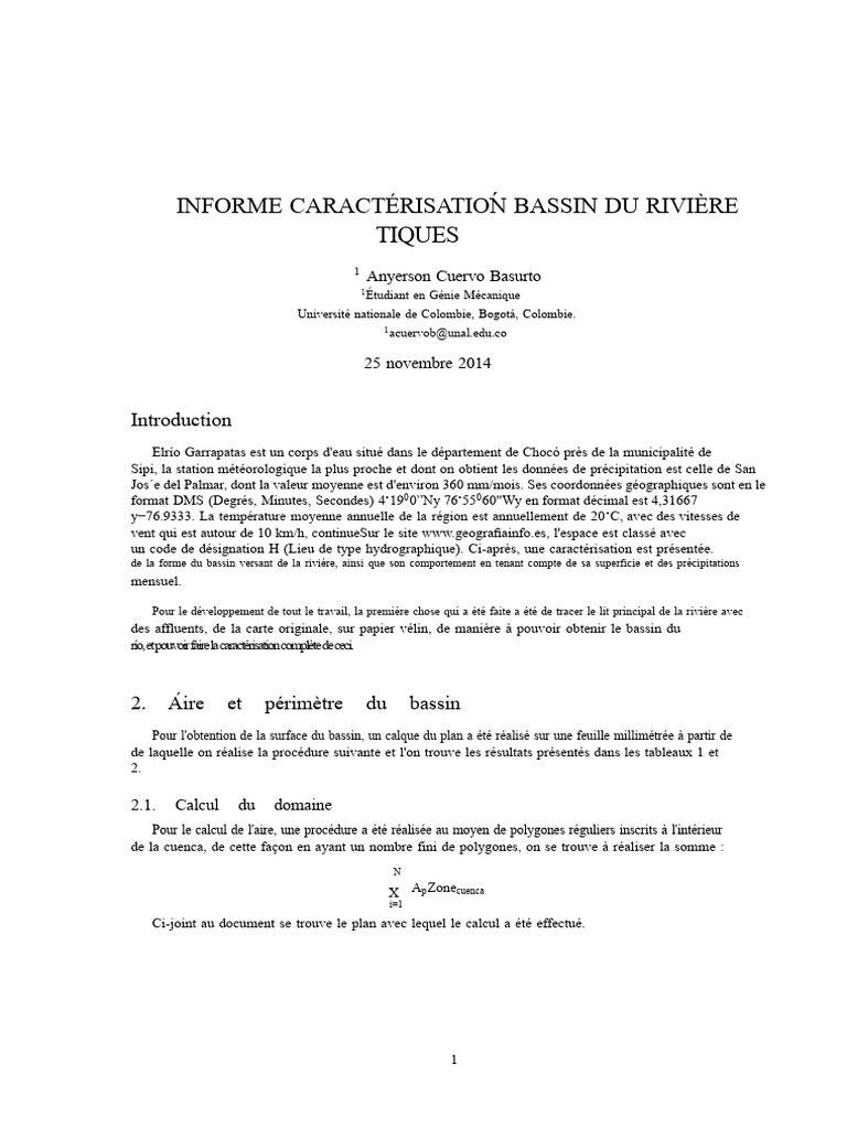 Caractérisation du bassin de la rivière Garrapatas | PDF ...