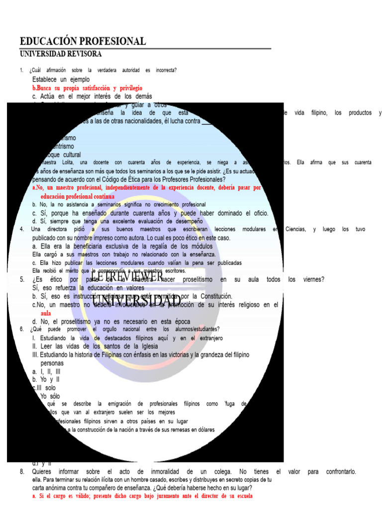 Revisor de Educación Profesional Por La Universidad LET Reviewer | PDF ...