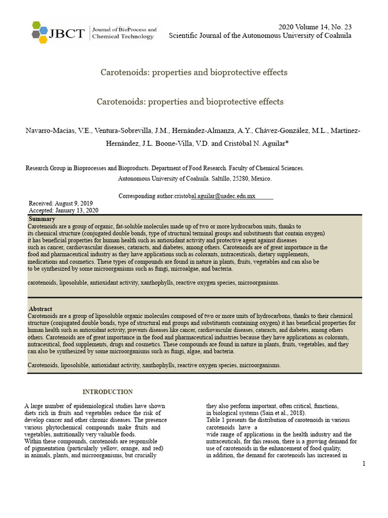 Carotenoids: Health Benefits & Uses | PDF | Carotenoid | Antioxidant
