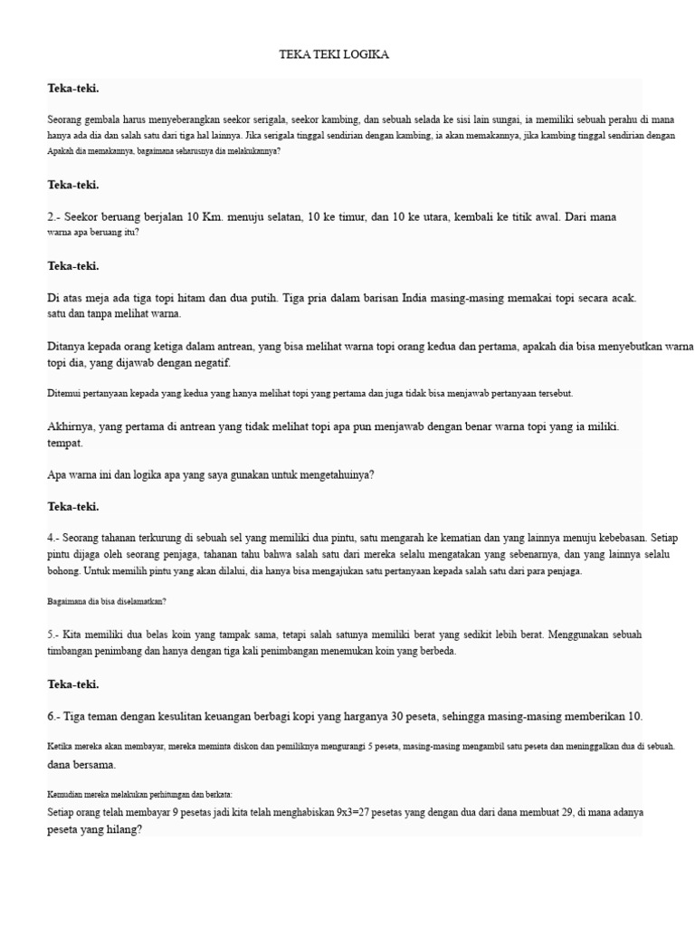 TekaTeki Logika Menantang dan Seru PDF