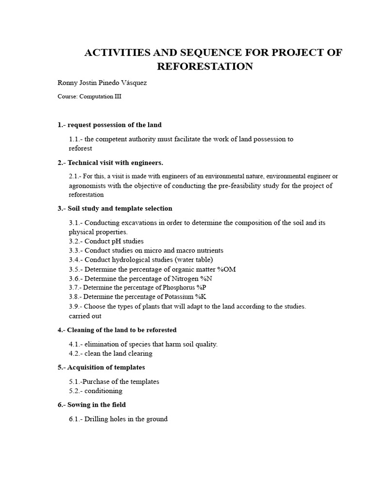Reforestation Project Activities Guide | PDF
