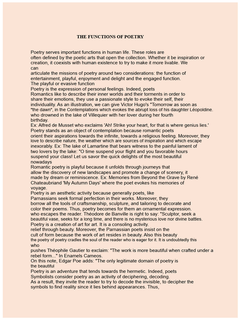 Functions and Impact of Poetry | PDF | Poetry | Charles Baudelaire