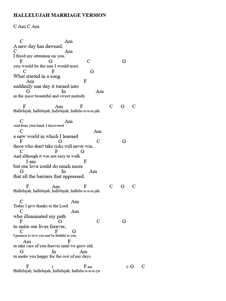 Hallelujah Marriage Song Lyrics | PDF