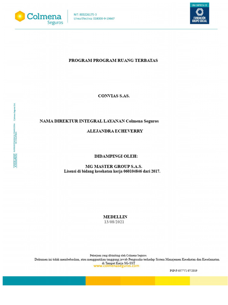 Program Keselamatan Ruang Terbatas | PDF