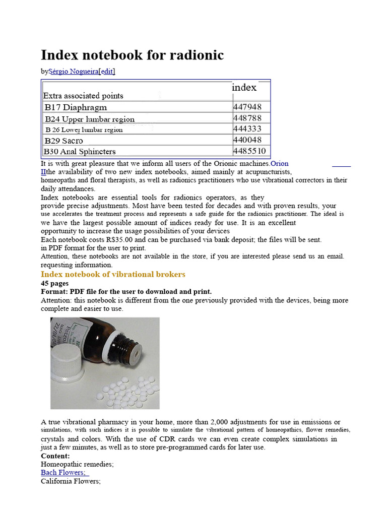Radionic Index Notebooks for Practitioners | PDF