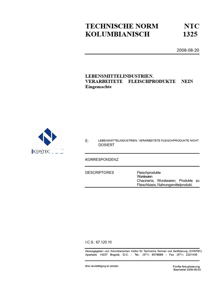 Kolumbianische Technische Norm 1325 | PDF
