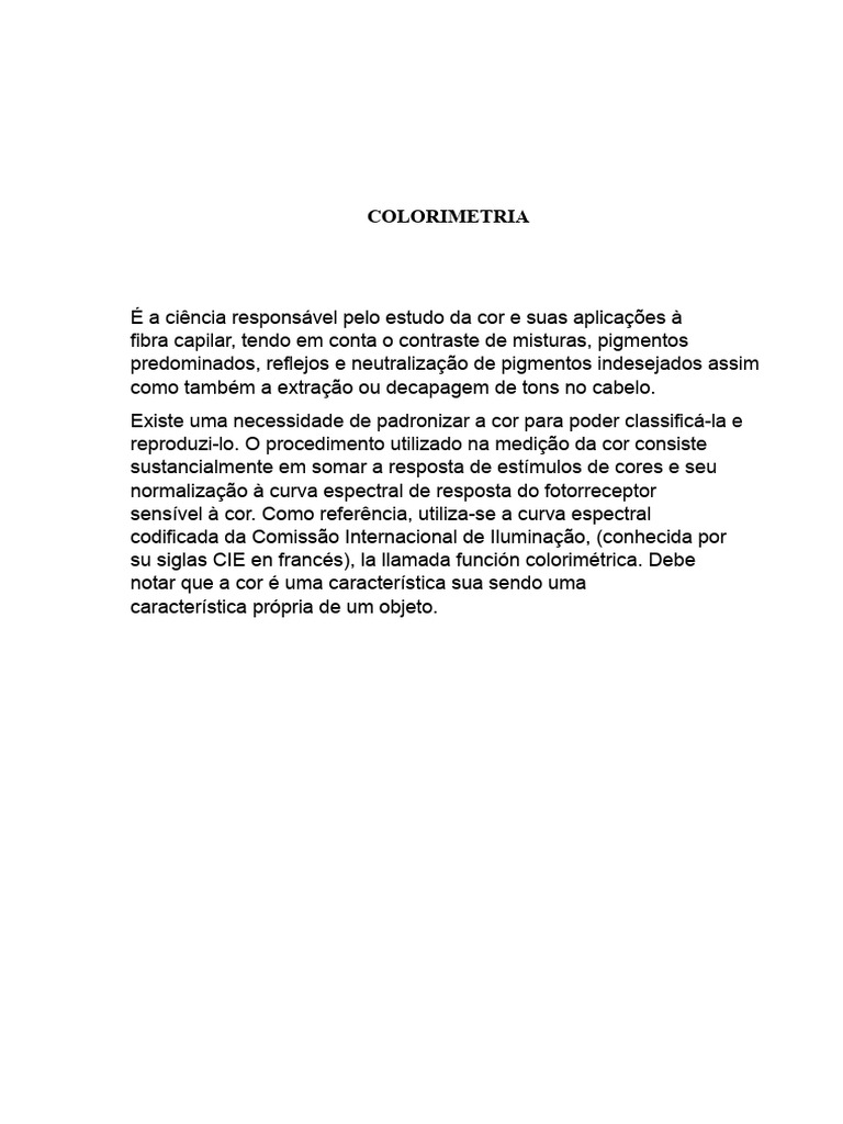 Colorimetria Capilar: Técnicas e Produtos | PDF | Cabelo | Cor