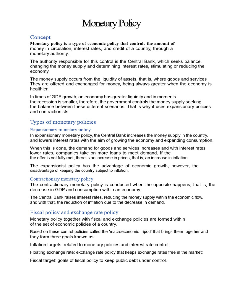 Understanding Monetary Policy Basics | PDF | Monetary Policy | Money