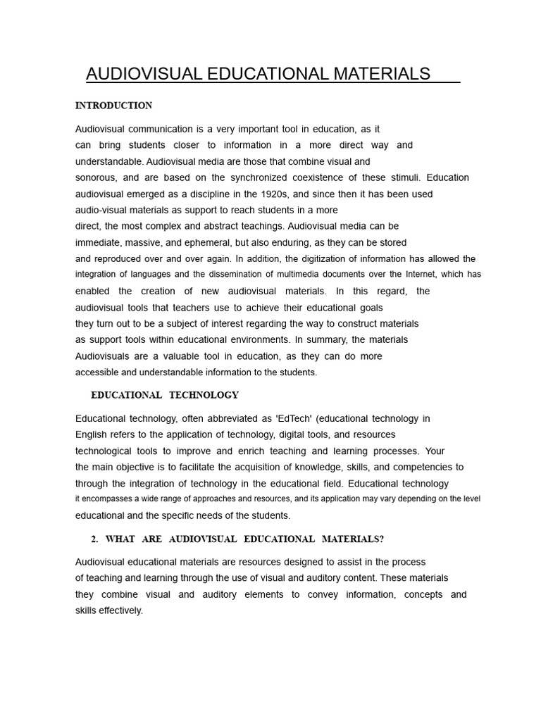 Audiovisual Educational Materials | PDF | Educational Technology ...