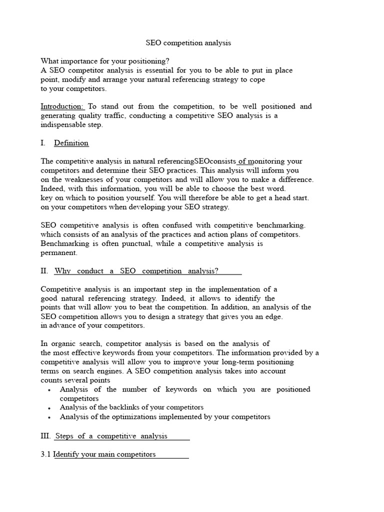 SEO Competition Analysis Essentials | PDF | Search Engine Optimization ...