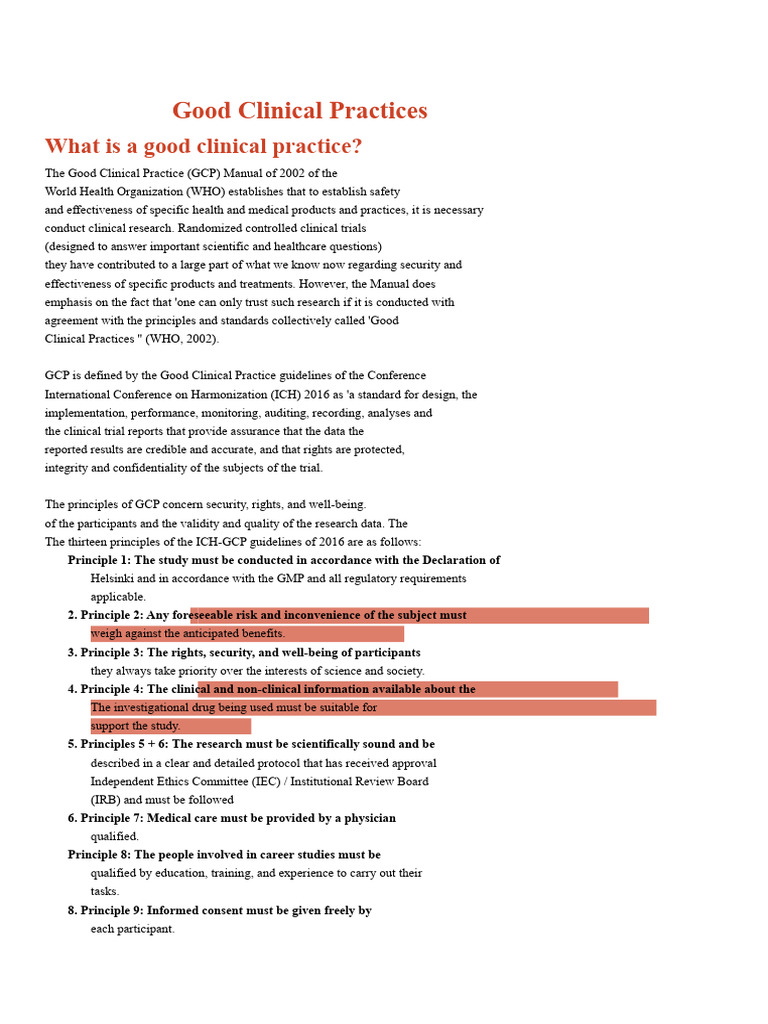 Understanding Good Clinical Practices | PDF | Clinical Trial ...