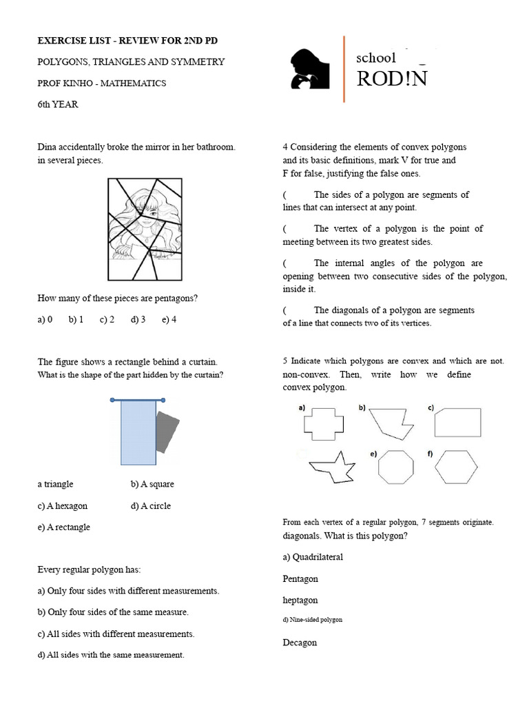 REVIEW 2nd PD 6th GRADE - MATH | PDF | Triangle | Polygon