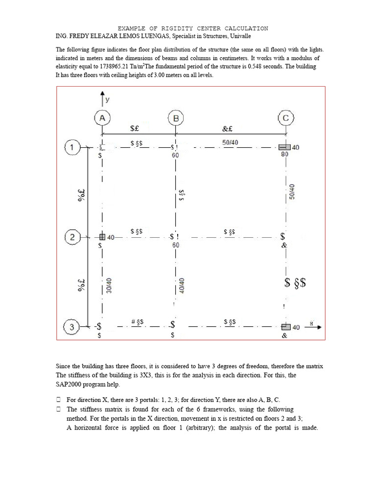Rigid Center Calculation Example | PDF | Stiffness | Matrix (Mathematics)