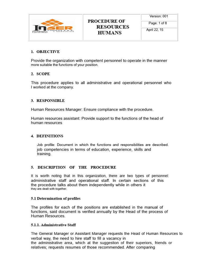 Human Resources Hiring Procedure Guide | PDF | Human Resources ...