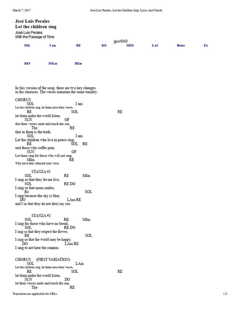 José Luis Perales, Let The Children Sing - Lyrics and Chords | PDF | Songs