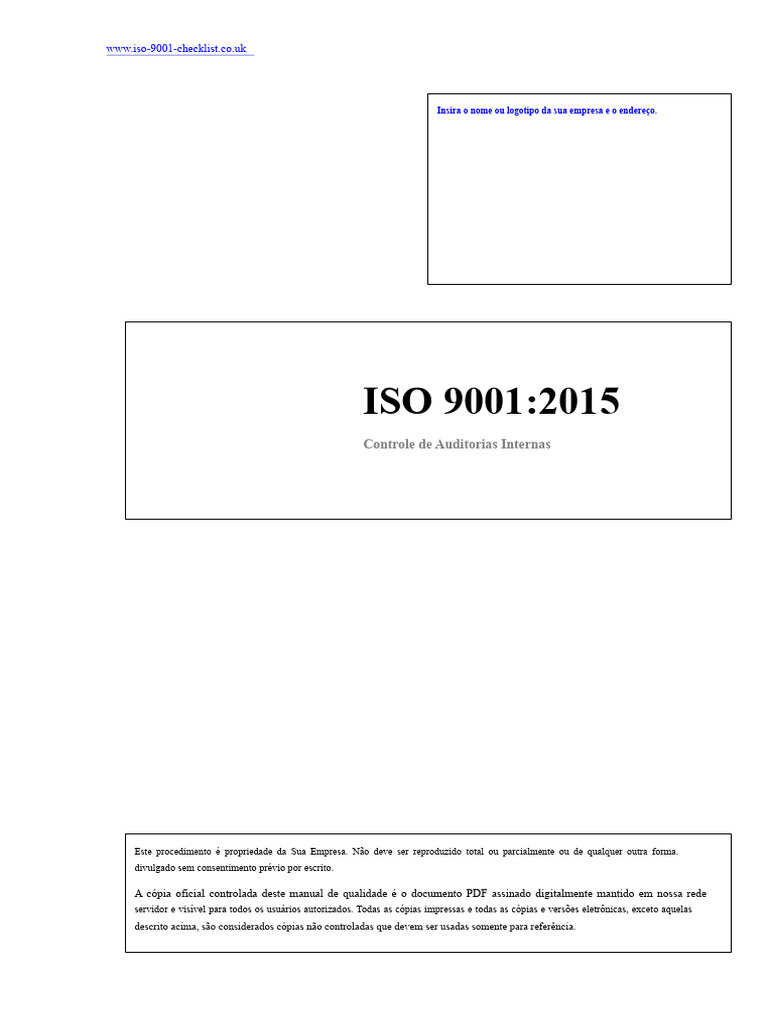 Controle de Auditorias Internas ISO 9001 | PDF | Auditoria interna