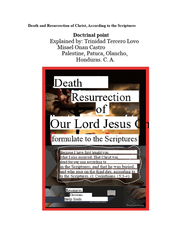 Christ's Death and Resurrection Explained | PDF | Jesus | Resurrection ...