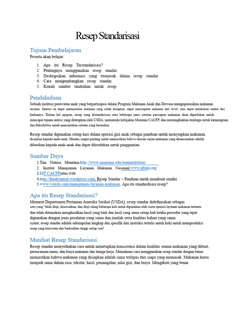 Resep Standar | PDF