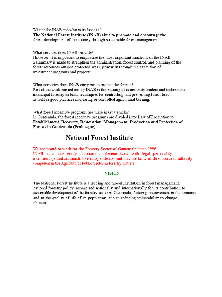 What Is INAB and What Is Its Function? | PDF | Forest Management | Forests