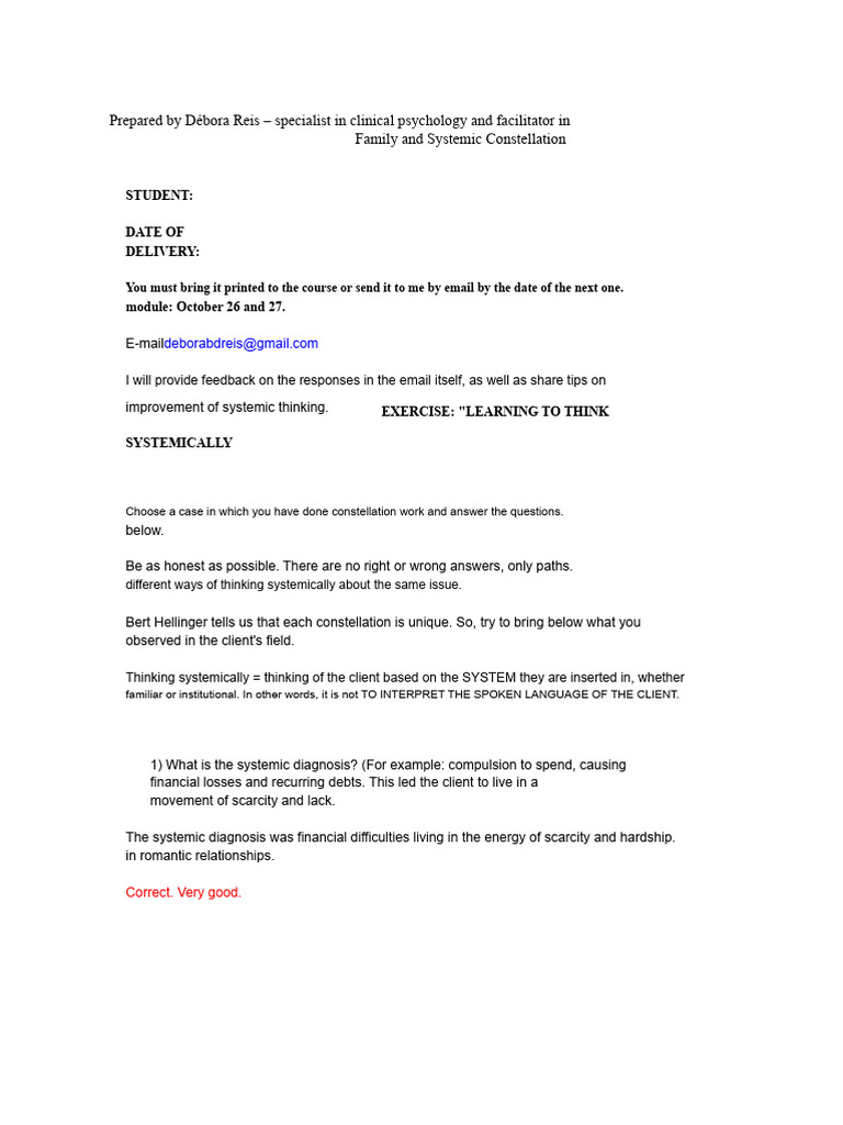 Systemic Thinking Exercise Guide | PDF | Psychological Concepts ...
