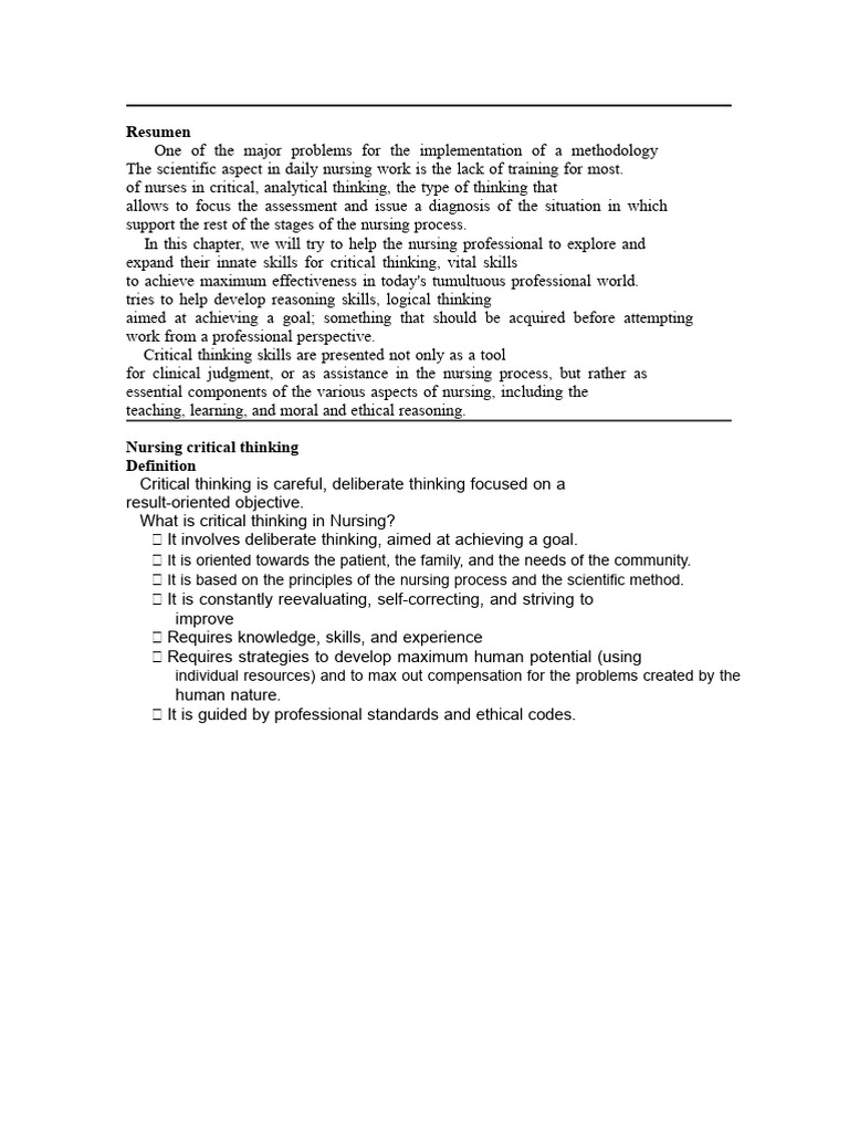 Enhancing Critical Thinking in Nursing | PDF | Critical Thinking | Thought