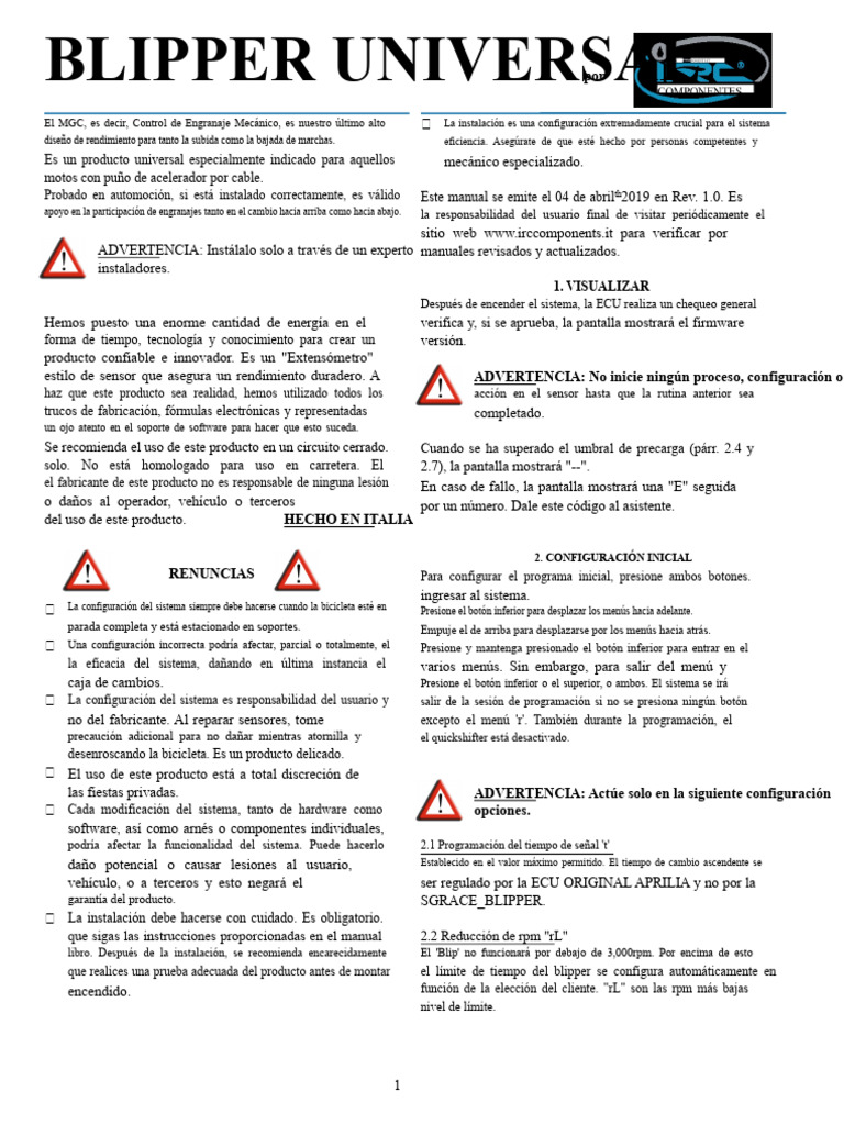Instrucciones Del Quickshifter Irc-Blipper-Non-Ride-By-Wire | PDF ...
