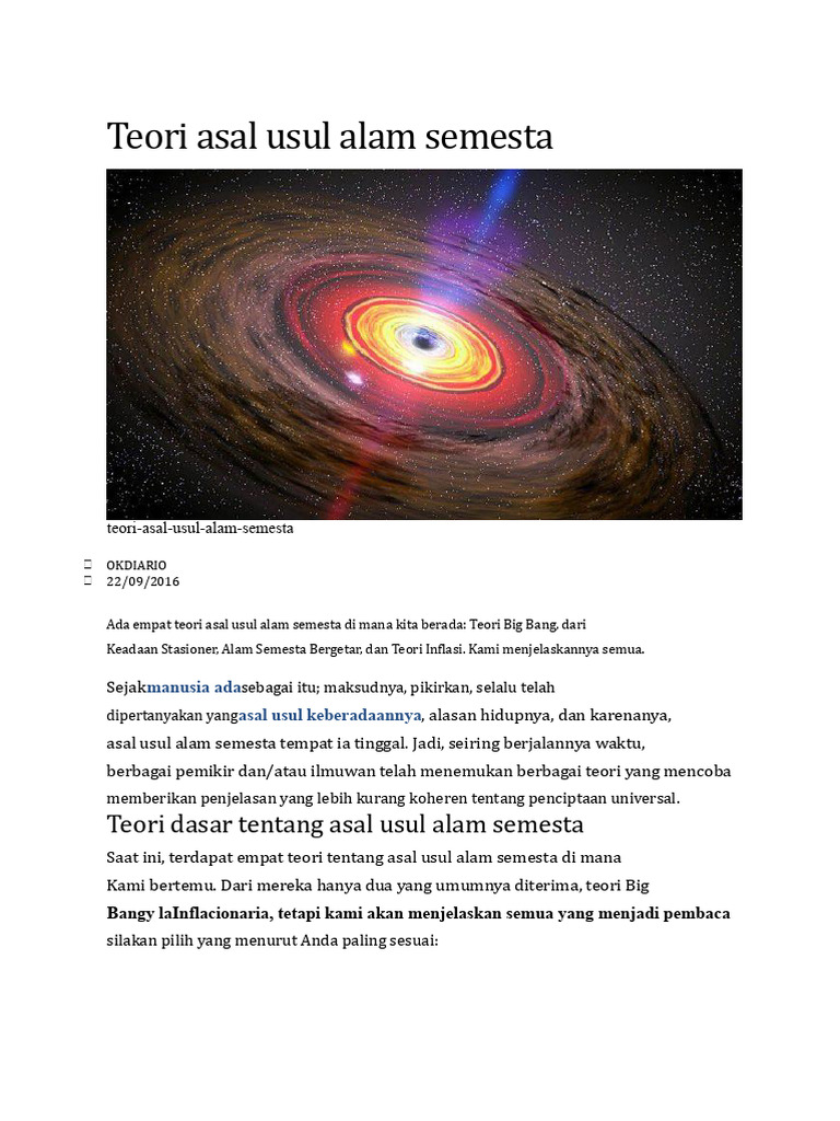 Empat Teori Asal Usul Alam Semesta | PDF