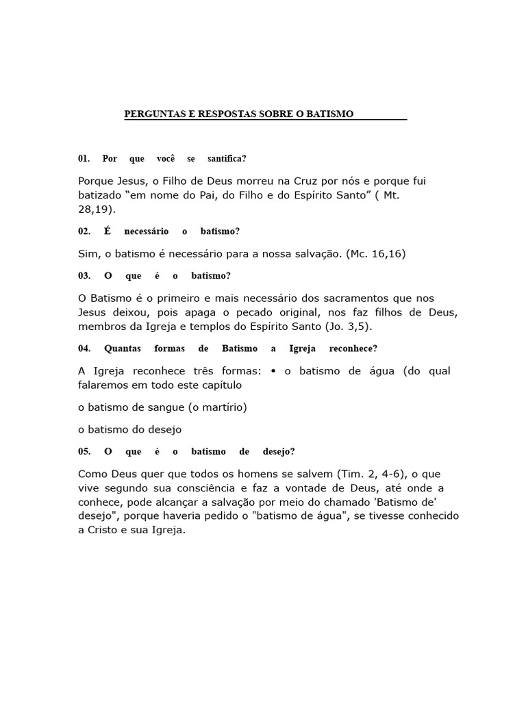 Perguntas Frequentes sobre Batismo | PDF | Batismo | Jesus