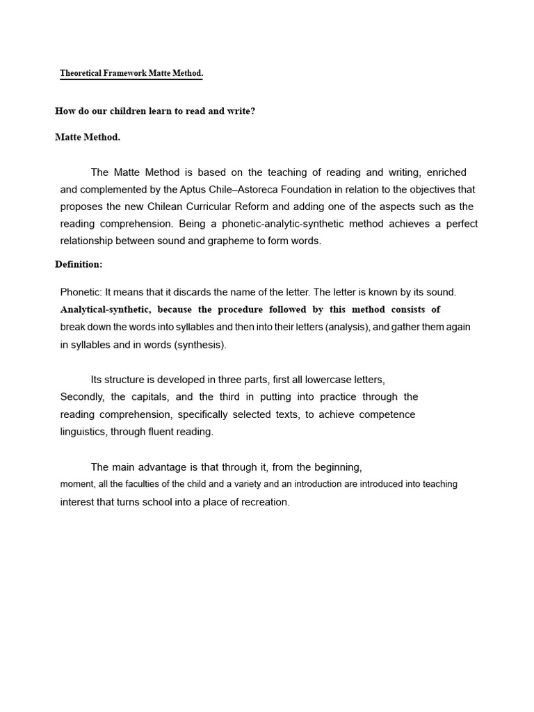 Theoretical Framework Matte Method... | PDF | Learning | Literacy