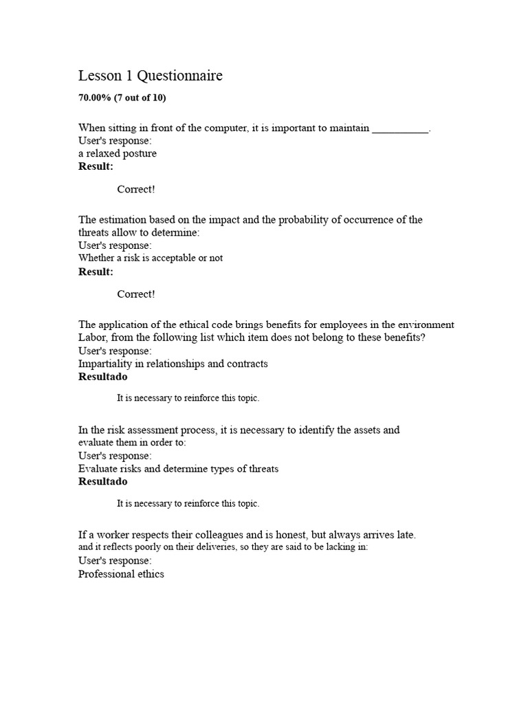Lesson 1 Questionnaire | PDF | Computer Security | Security